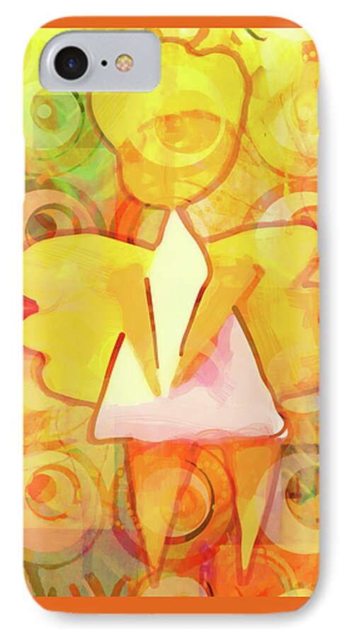 Angelino iPhone 8 Case featuring the mixed media Angelino Yellow by Lutz Baar
