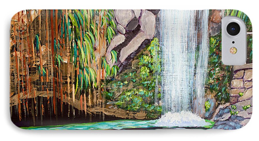 Annandale Waterfall iPhone 8 Case featuring the painting Annandale Waterfall by Laura Forde