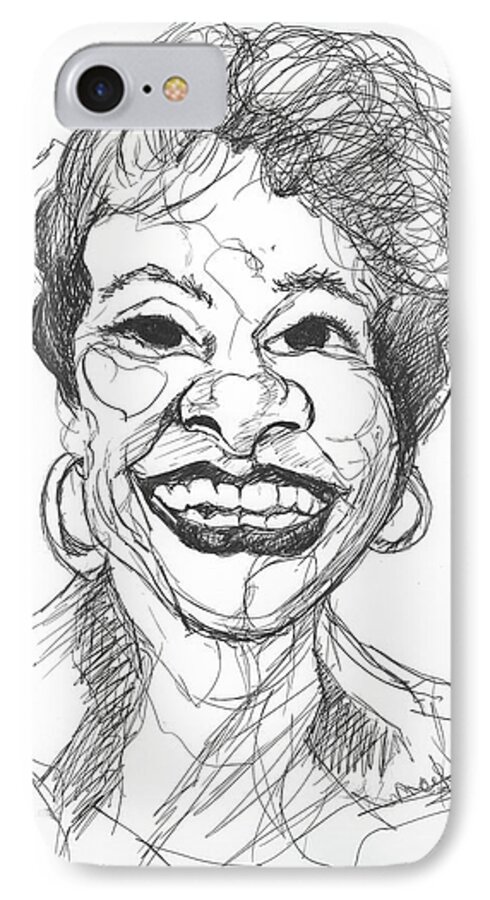 Caricatures iPhone 8 Case featuring the drawing Annette Caricature by Michelle Gilmore