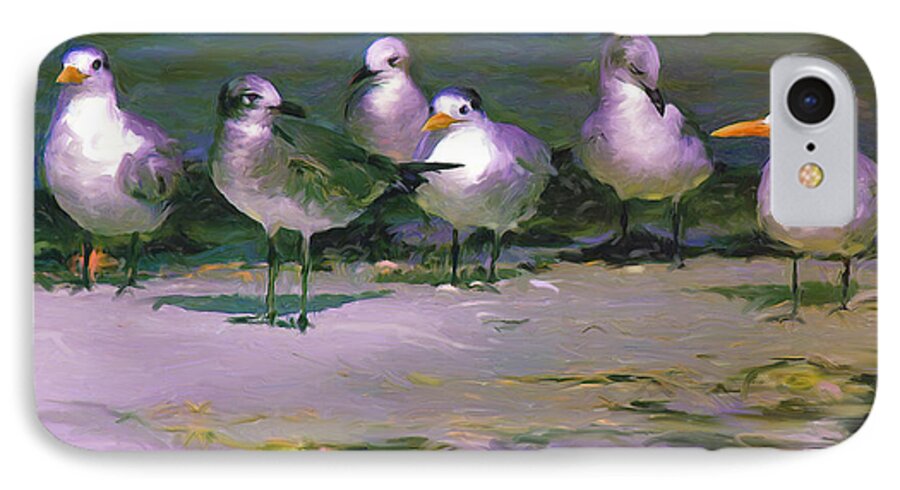 Shore Birds iPhone 8 Case featuring the painting Any New Gossip by David Van Hulst