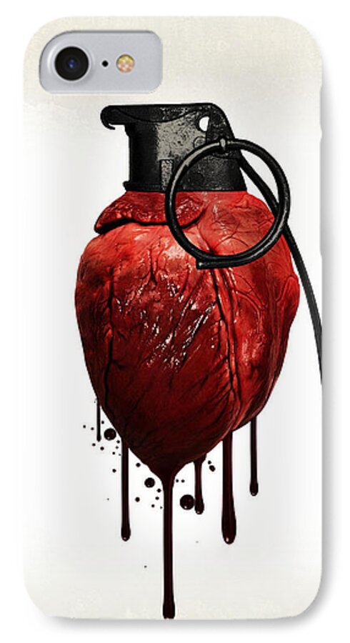 Heart iPhone 8 Case featuring the mixed media Heart Grenade by Nicklas Gustafsson