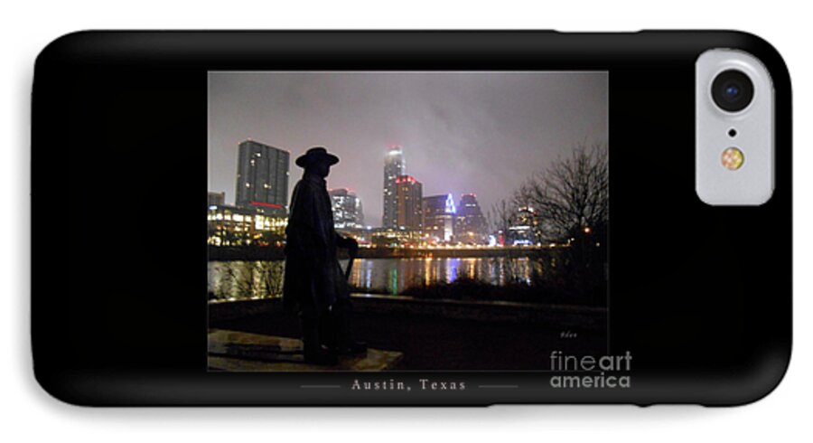 Srv iPhone 8 Case featuring the photograph Austin Hike and Bike Trail - Iconic Austin Statue Stevie Ray Vaughn - One Greeting Card Poster by Felipe Adan Lerma