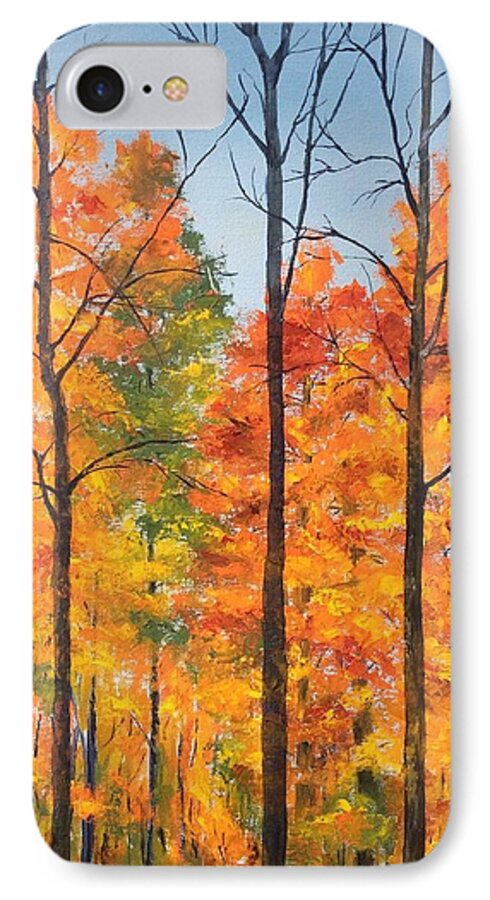 Trees iPhone 8 Case featuring the painting Autumn in South Wales NY by Ellen Canfield