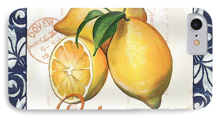 Lemon iPhone 8 Case featuring the painting Azure Lemon 2 by Debbie DeWitt