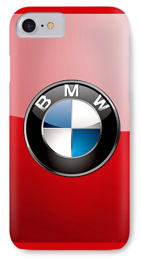 'auto Badges 3d' By Serge Averbukh iPhone 8 Case featuring the photograph B M W Badge On Red by Serge Averbukh