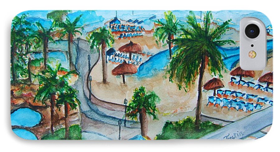  iPhone 8 Case featuring the painting Bahamas Balcony by Elaine Duras
