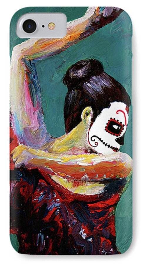 Woman iPhone 8 Case featuring the painting Bailan de los Muertos by Frank Botello