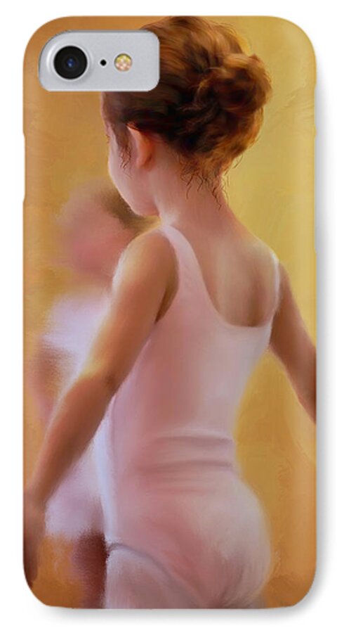 Children iPhone 8 Case featuring the painting Ballerina in Pink by Colleen Taylor