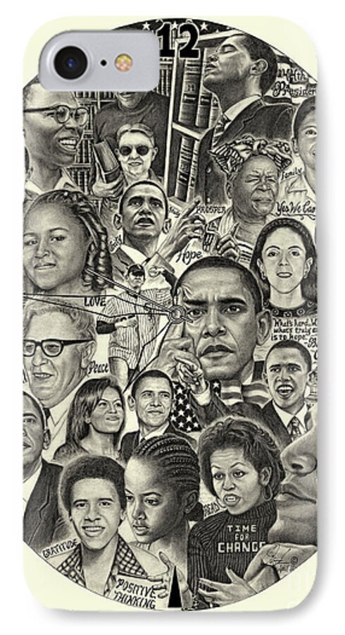 Barackobamaart iPhone 8 Case featuring the drawing Barack Obama- Time For Change by Omoro Rahim