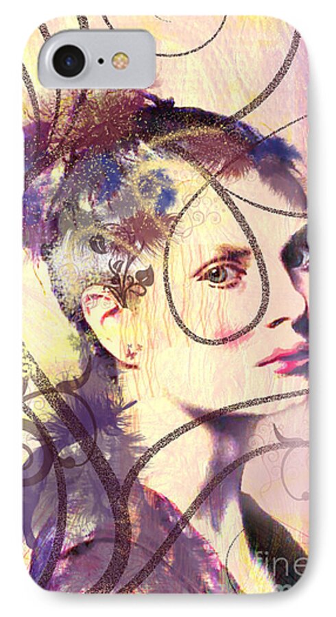 Portrait iPhone 8 Case featuring the digital art Barbara Blue by Kim Prowse