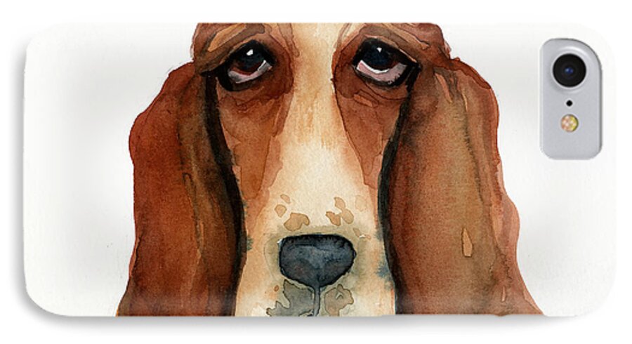 Basset Hound iPhone 8 Case featuring the painting Basset Hound by Leanne Wilkes