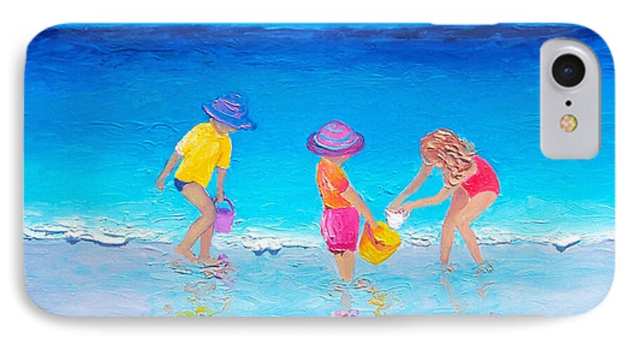 Beach iPhone 8 Case featuring the painting Beach Painting - Water Play by Jan Matson