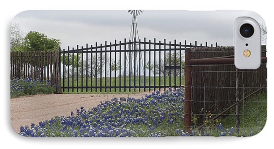 Blue Bonnets iPhone 8 Case featuring the photograph Blue Bonnets by gate by Brian Kinney
