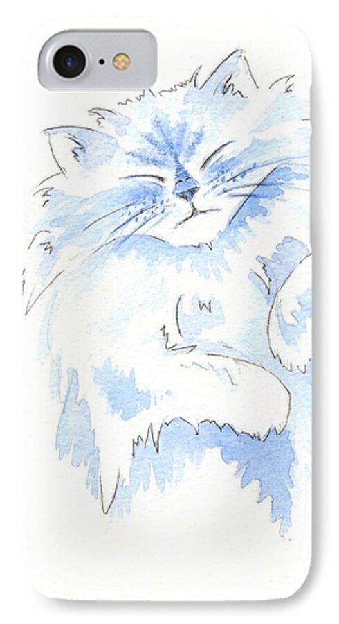 Cat iPhone 8 Case featuring the painting Blue Cat by Julia Underwood
