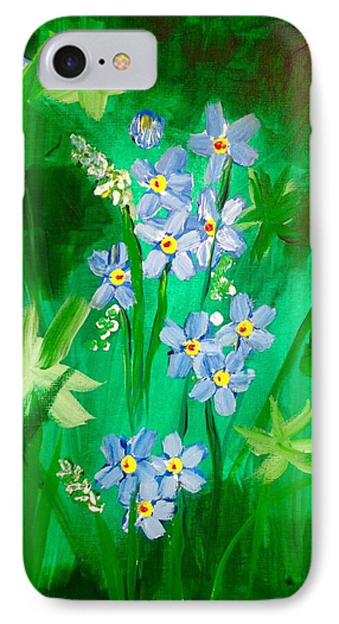 Flowers iPhone 8 Case featuring the painting Blue Crocus Flowers by Renee Michelle Wenker