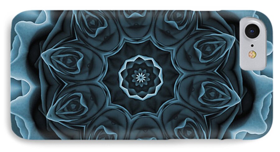 Flower iPhone 8 Case featuring the digital art Blue Rose Mandala by Julia Underwood