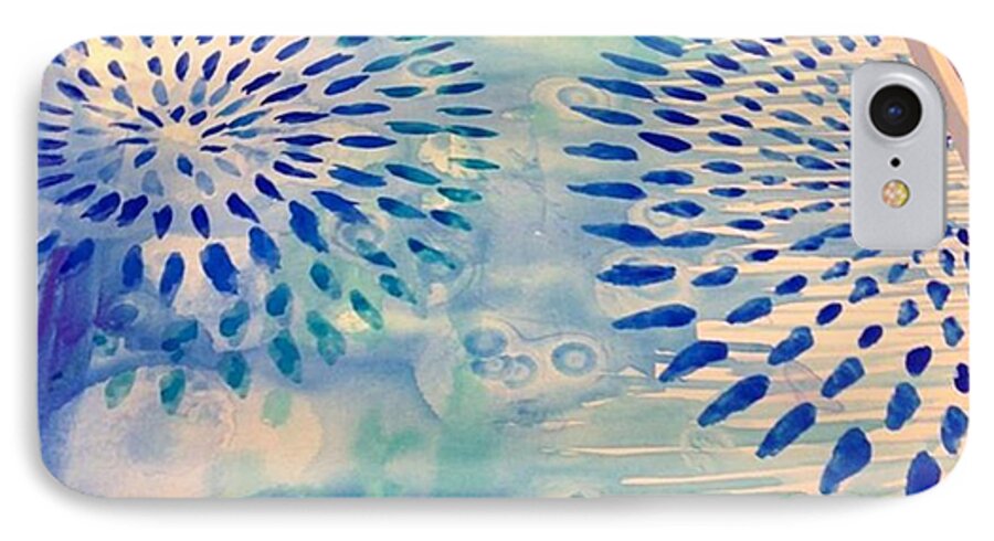 Blue iPhone 8 Case featuring the photograph #blue Watercolor And #alcoholdrops Give by Robin Mead