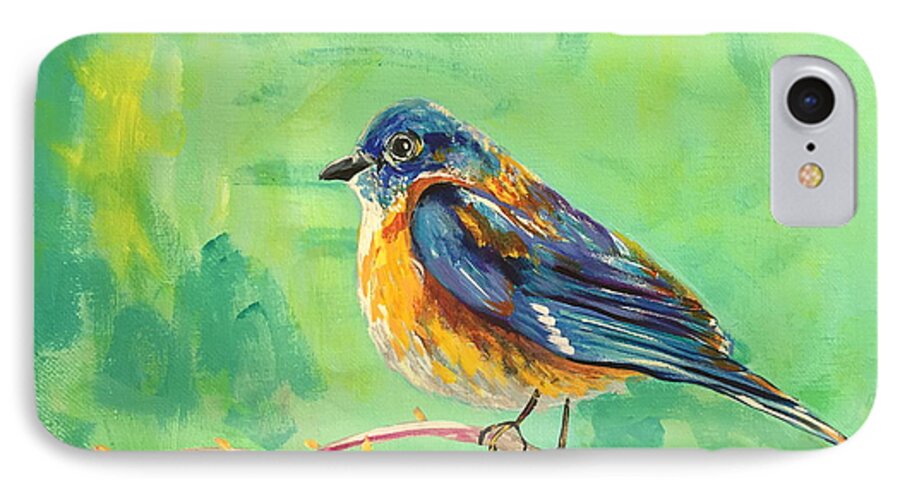 Bluebird iPhone 8 Case featuring the painting Bluebird by Kim Heil