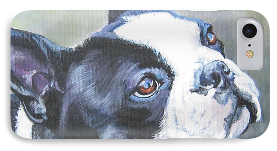 Boston Terrier iPhone 8 Case featuring the painting boston Terrier butterfly by Lee Ann Shepard
