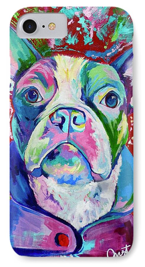  iPhone 8 Case featuring the painting Boston Terrier by Janice Westfall