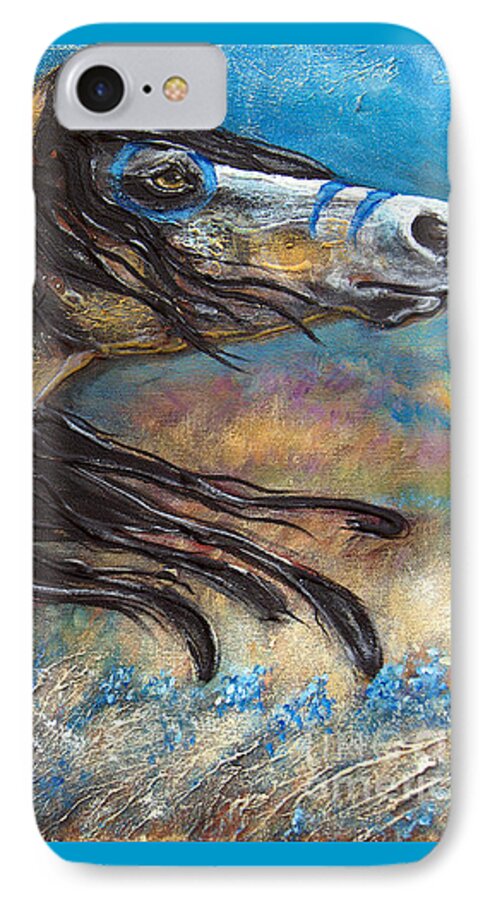 Horse iPhone 8 Case featuring the painting Buckskin Bell Blues by Jonelle T McCoy