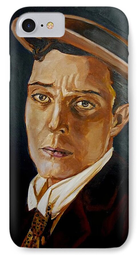 Comedy iPhone 8 Case featuring the painting Buster Keaton tribute by Bryan Bustard