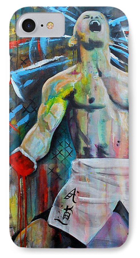 Art iPhone 8 Case featuring the painting Cage Fighter by Angie Wright