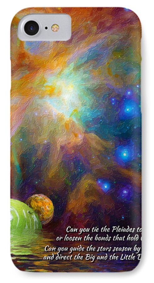 Astronomy iPhone 8 Case featuring the digital art Can you tie the Pliades together? by Chuck Mountain