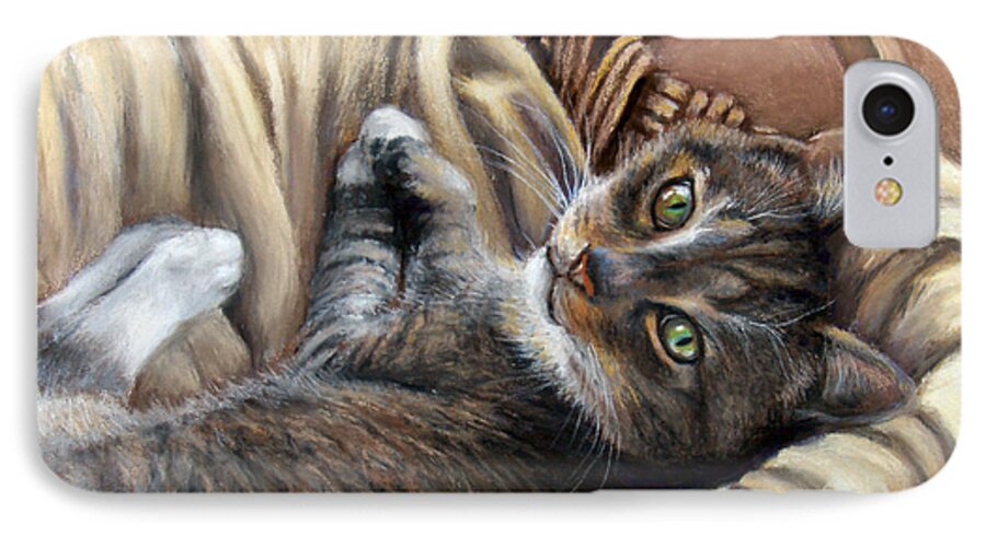Animal iPhone 8 Case featuring the pastel Cat in a Basket by Susan Jenkins