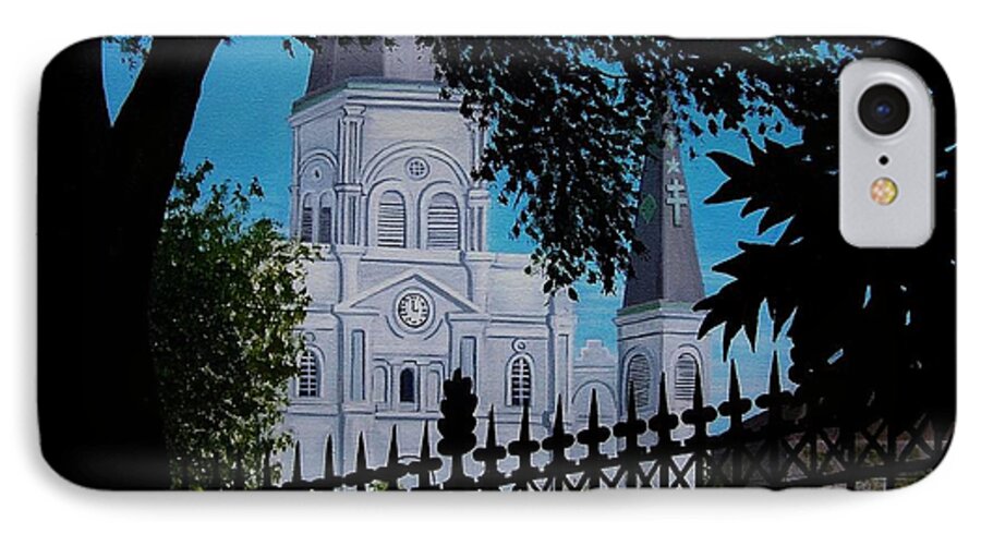 Cathedral iPhone 8 Case featuring the painting Cathedral at the Square by Valerie Carpenter