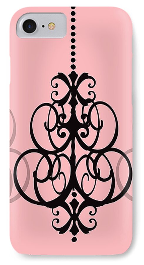 Chandelier iPhone 8 Case featuring the photograph Chandelier Delight 1- Pink Background by KayeCee Spain