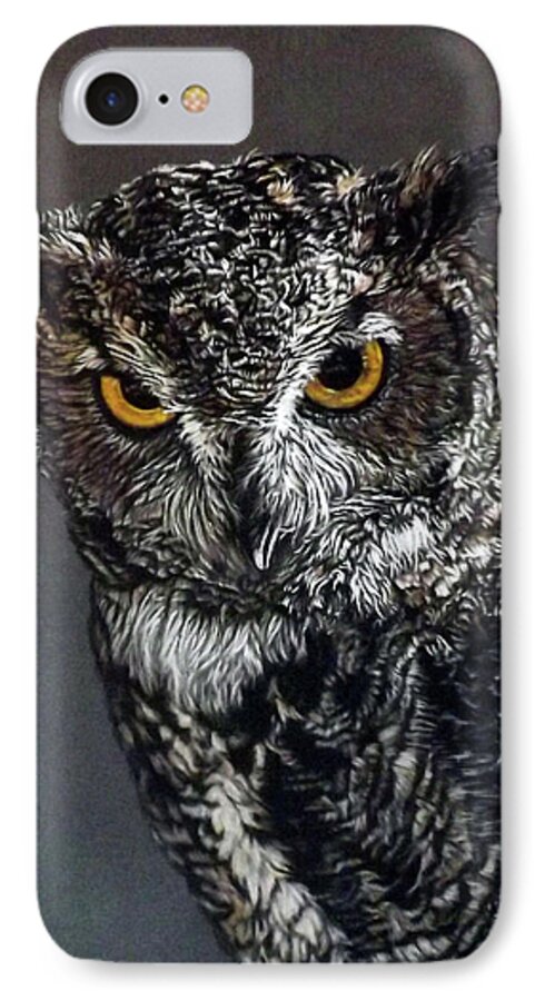 Owl iPhone 8 Case featuring the pastel Charley by Linda Becker