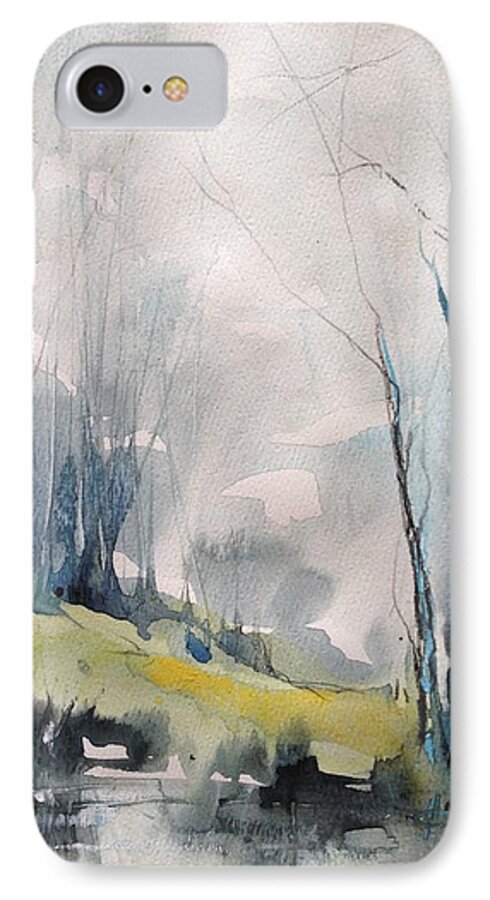 Landscape iPhone 8 Case featuring the painting Clearing By the Riverbank by Robin Miller-Bookhout