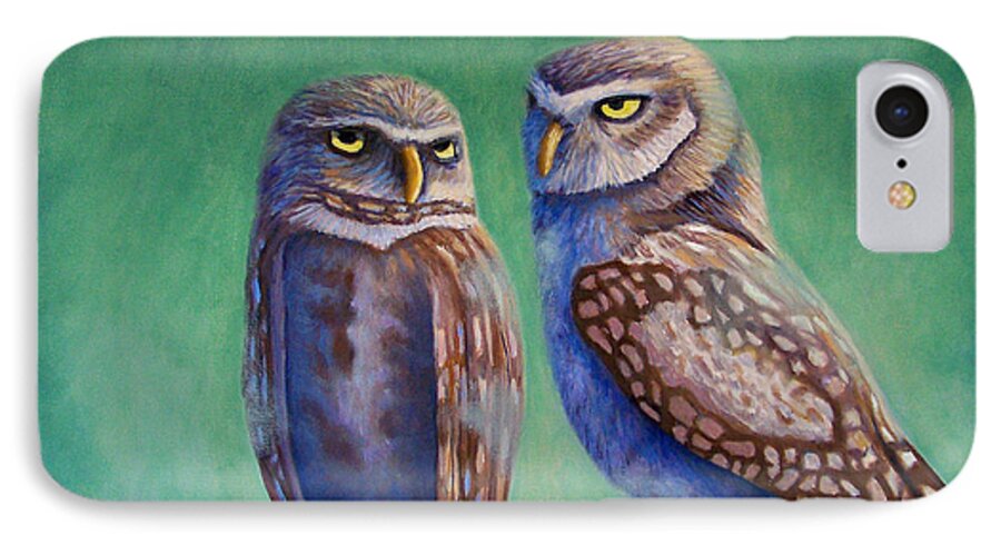 Owls iPhone 8 Case featuring the painting Close Encounters by Brian Commerford