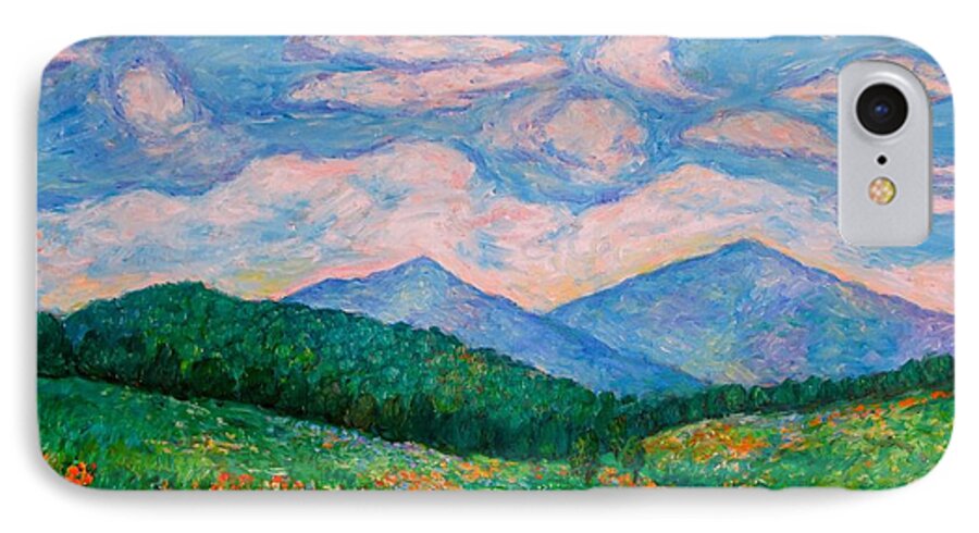 Kendall Kessler iPhone 8 Case featuring the painting Cloud Swirl over The Peaks of Otter by Kendall Kessler