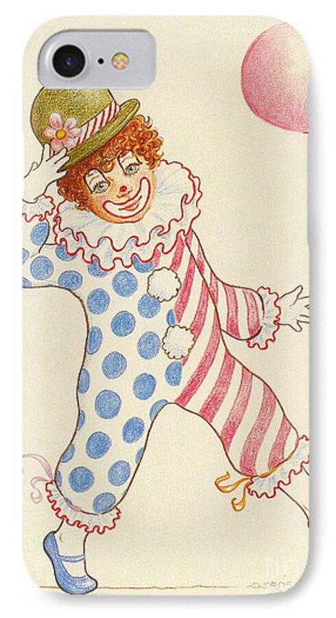 Clown iPhone 8 Case featuring the drawing Clowning Around at the Kiddie Parade by Dee Davis