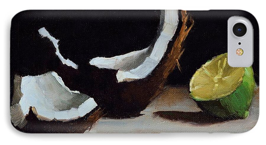 Coconut iPhone 8 Case featuring the painting Coconut and Lime by Viktoria K Majestic