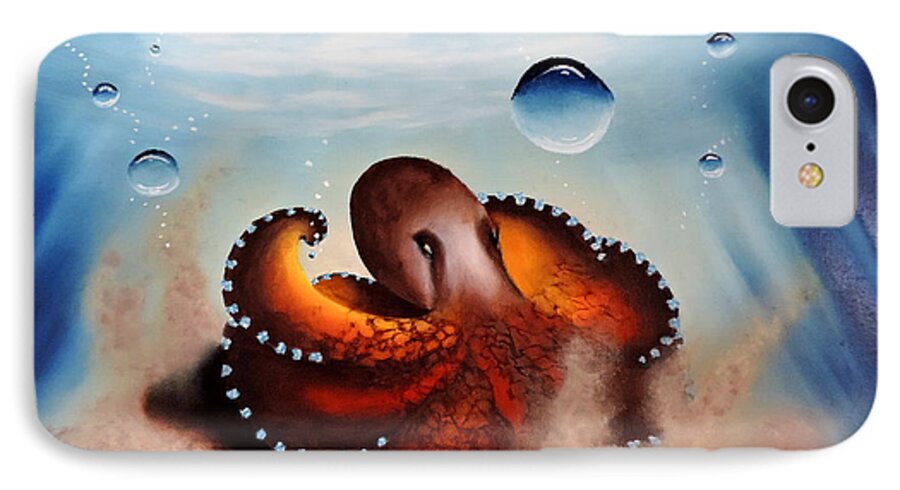 Blues iPhone 8 Case featuring the painting Coconut Octopus by Dianna Lewis