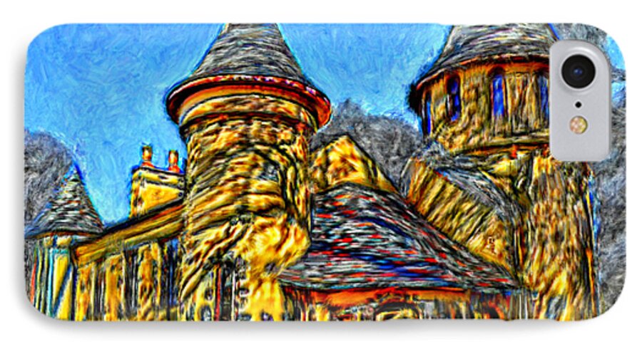 Colorful iPhone 8 Case featuring the painting Colorful Curwood Castle by Bruce Nutting
