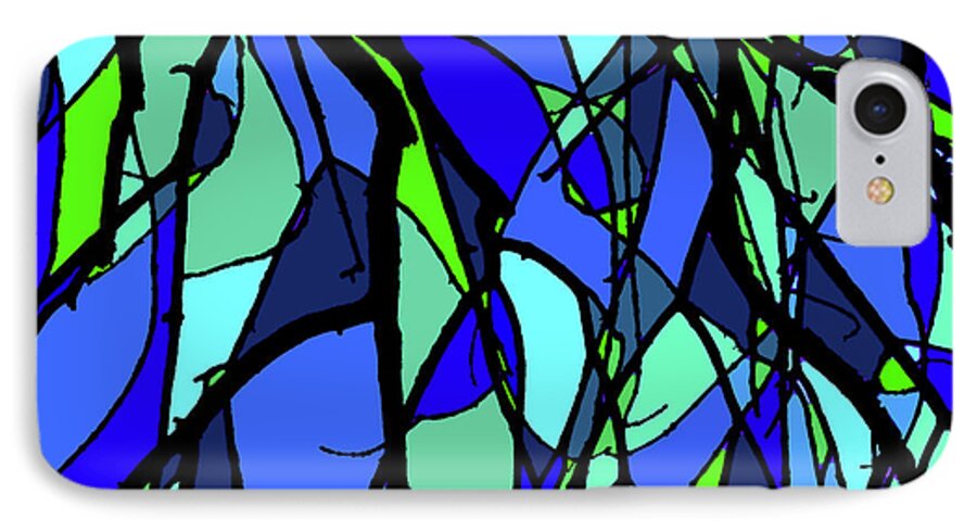 Abstract iPhone 8 Case featuring the digital art Colorful Tree Abstract Blue by Mary Bedy