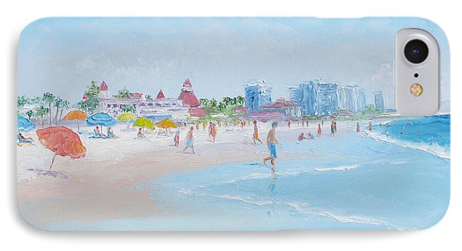 Beach iPhone 8 Case featuring the painting Coronado Beach San Diego by Jan Matson