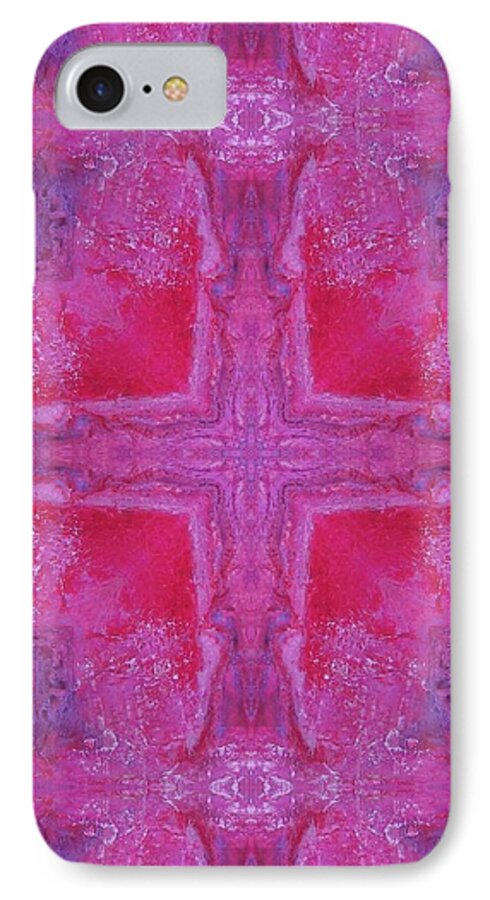 Abstract iPhone 8 Case featuring the mixed media Cross of Love by Maria Watt