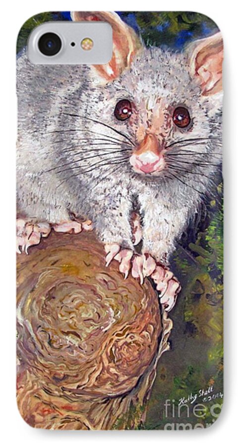 Gouache. Wildlife iPhone 8 Case featuring the painting Curious Possum by Ryn Shell