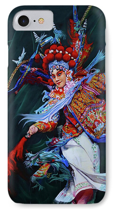 Beijing Opera iPhone 8 Case featuring the painting Dan Chinese Opera by Richard Barone