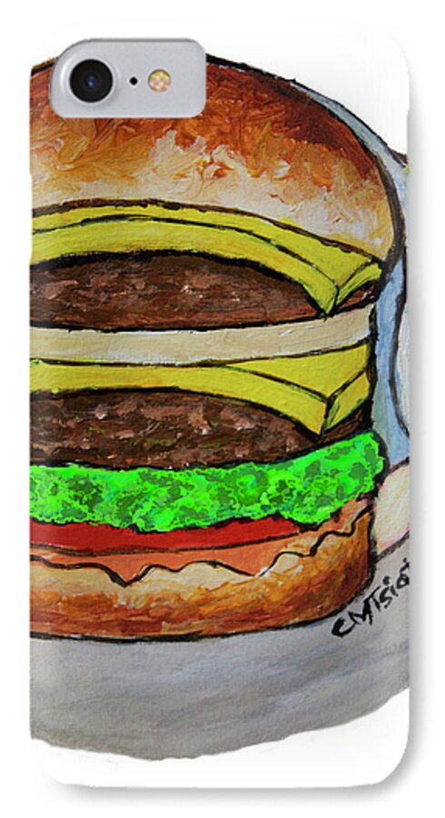Double Cheeseburger iPhone 8 Case featuring the painting Double Cheeseburger by Carol Tsiatsios