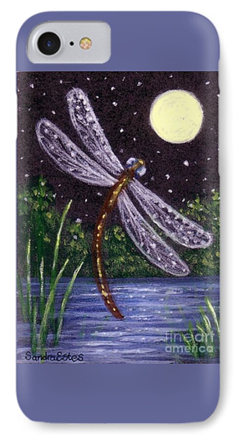 Dragonfly iPhone 8 Case featuring the painting Dragonfly Dreaming by Sandra Estes