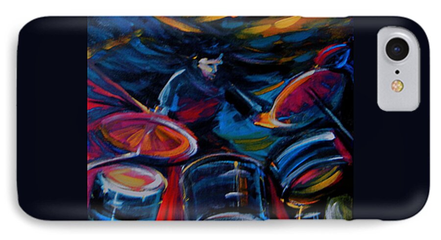 Drummer iPhone 8 Case featuring the painting Drummer Craze by Jeanette Jarmon