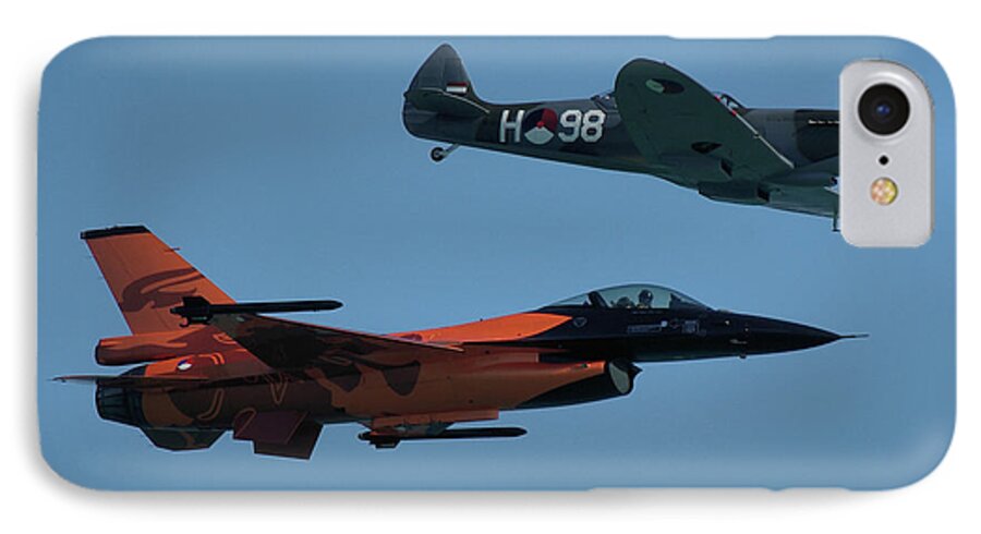 2009 iPhone 8 Case featuring the photograph Dutch F-16 And Spitfire by Tim Beach