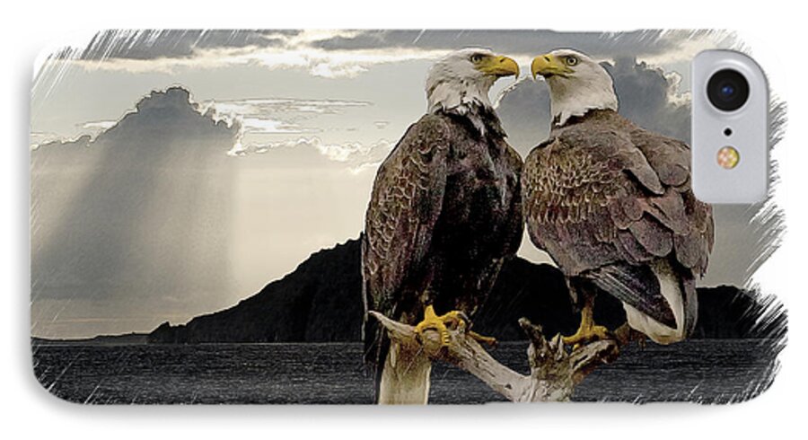 Eagles iPhone 8 Case featuring the digital art Eagles At Dawn by Larry Linton