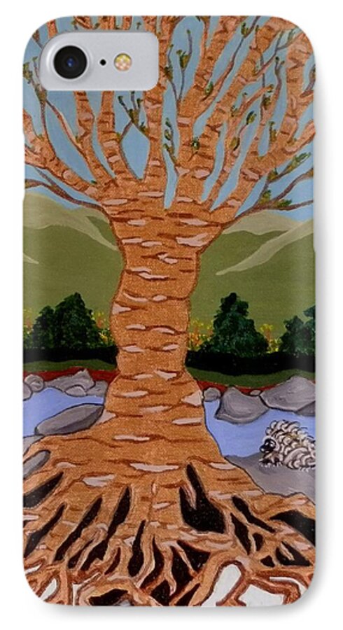 Yellow Birch iPhone 8 Case featuring the painting Earth Mother by Carolyn Cable
